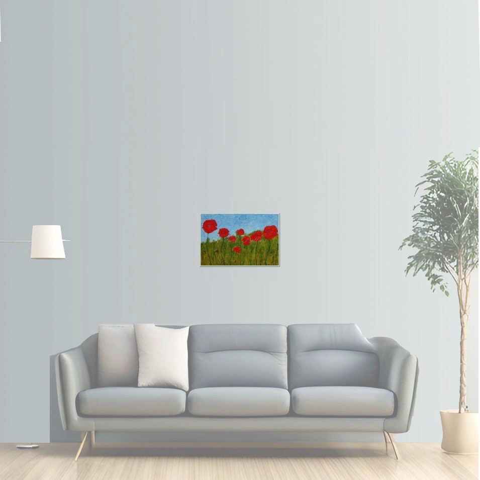 Painting titled 'Dancing Poppies on a peaceful day' by Monica Fallini
