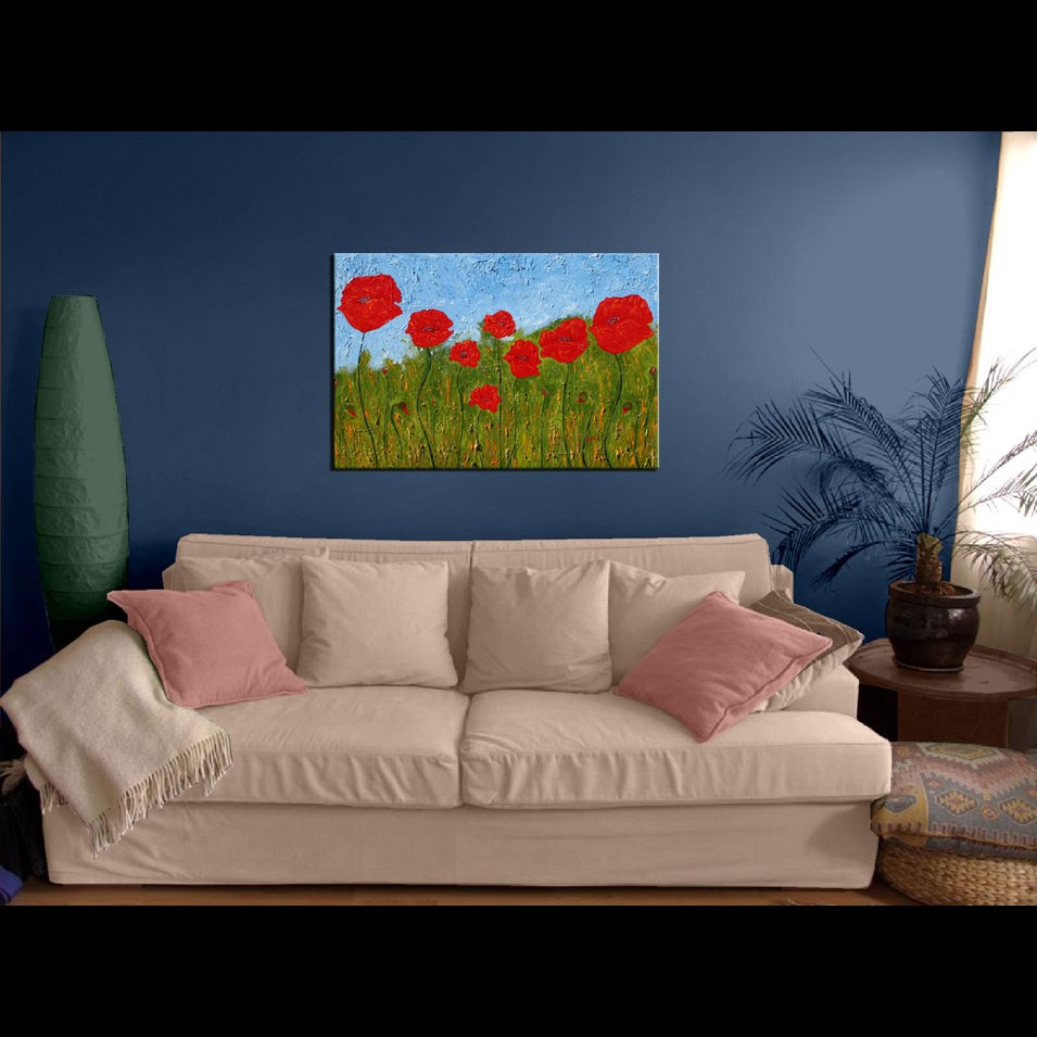 Painting titled 'Dancing Poppies on a peaceful day' by Monica Fallini