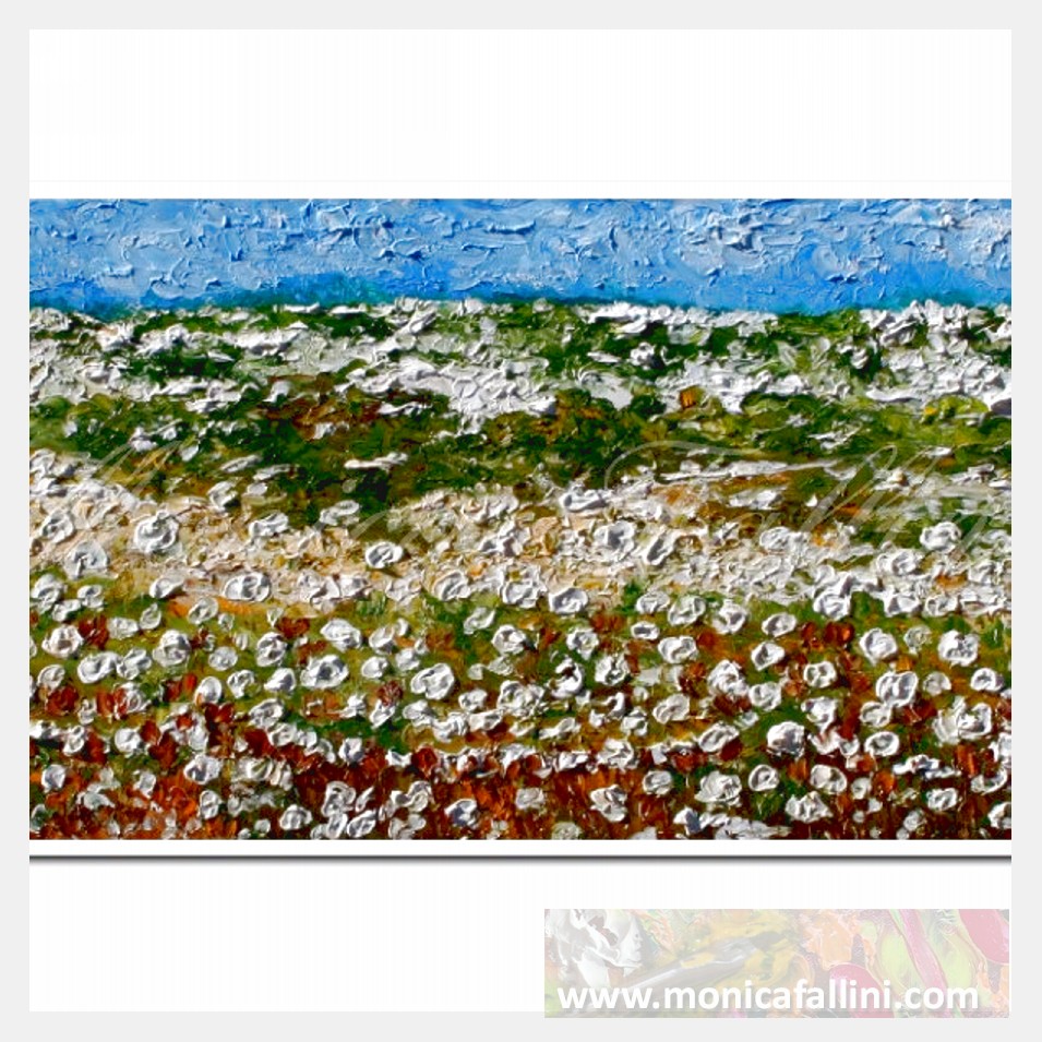 Painting titled 'Dream landscape, cotton field. Louisiana' by Monica Fallini