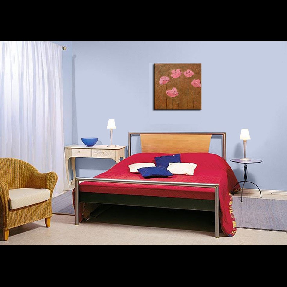 Painting titled 'Spring Poppies in golden landscape' by Monica Fallini