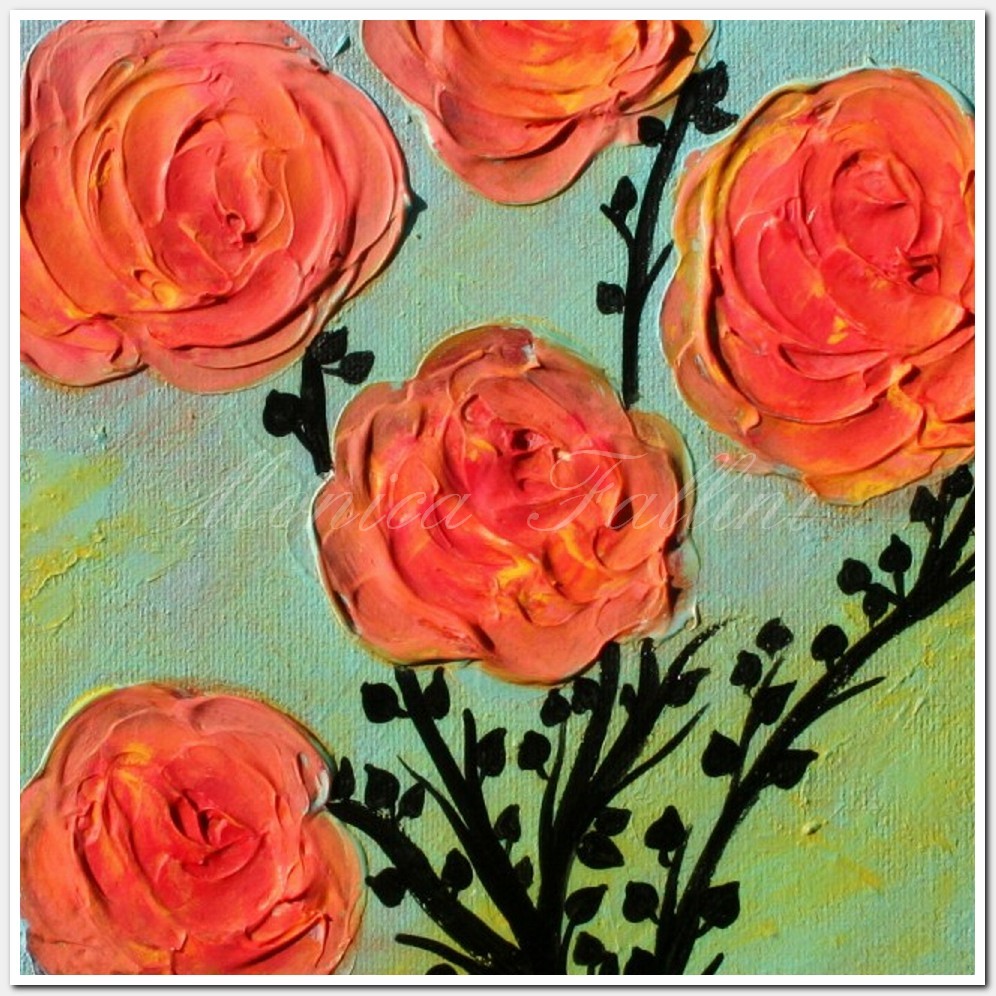 Painting titled 'The Rose garden in Springtime' by Monica Fallini