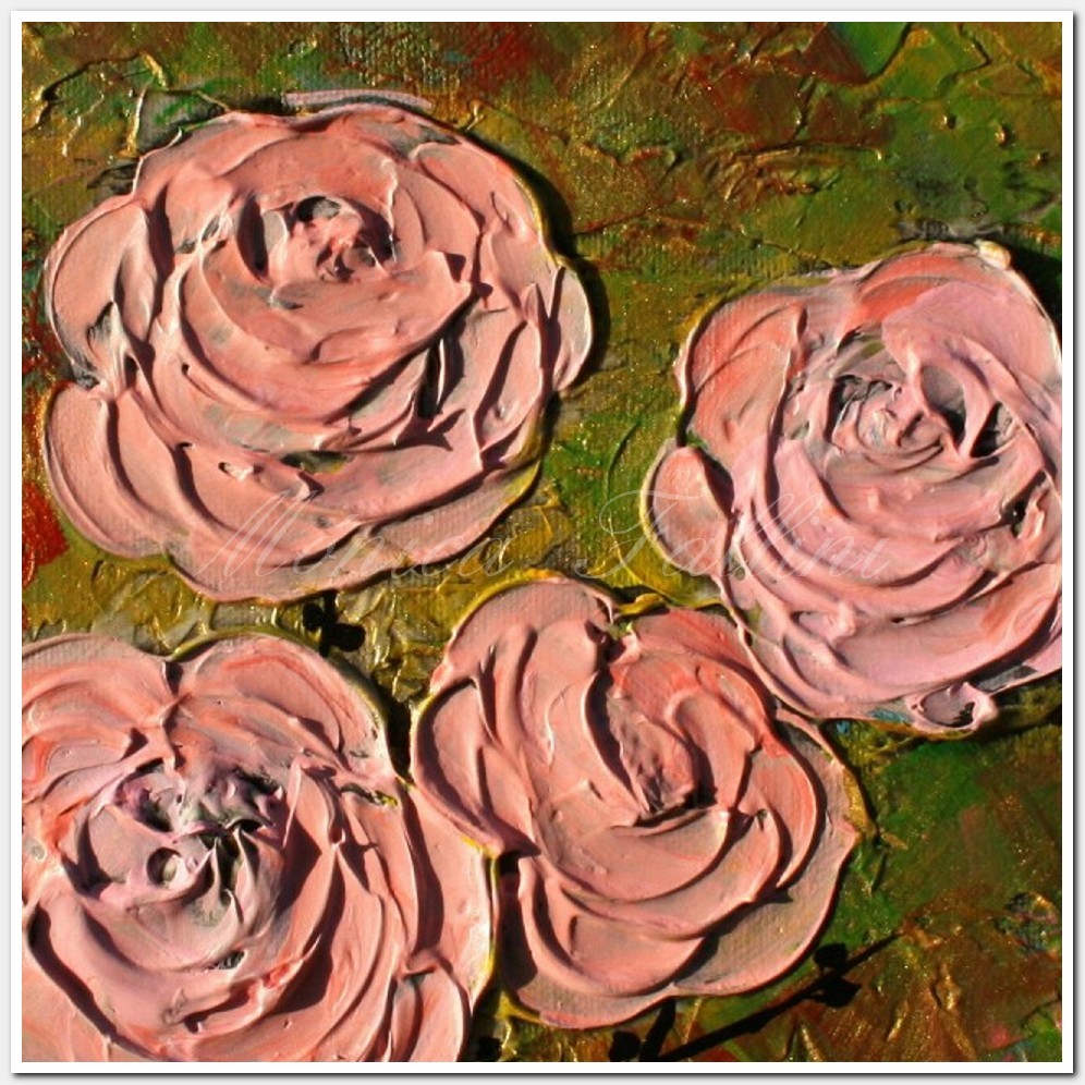 Painting titled 'Blooming Roses in Spring' by Monica Fallini