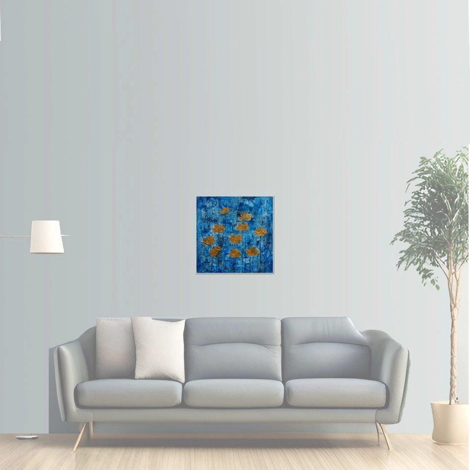 Painting titled 'Dressed in gold, Poppies #14026' by Monica Fallini