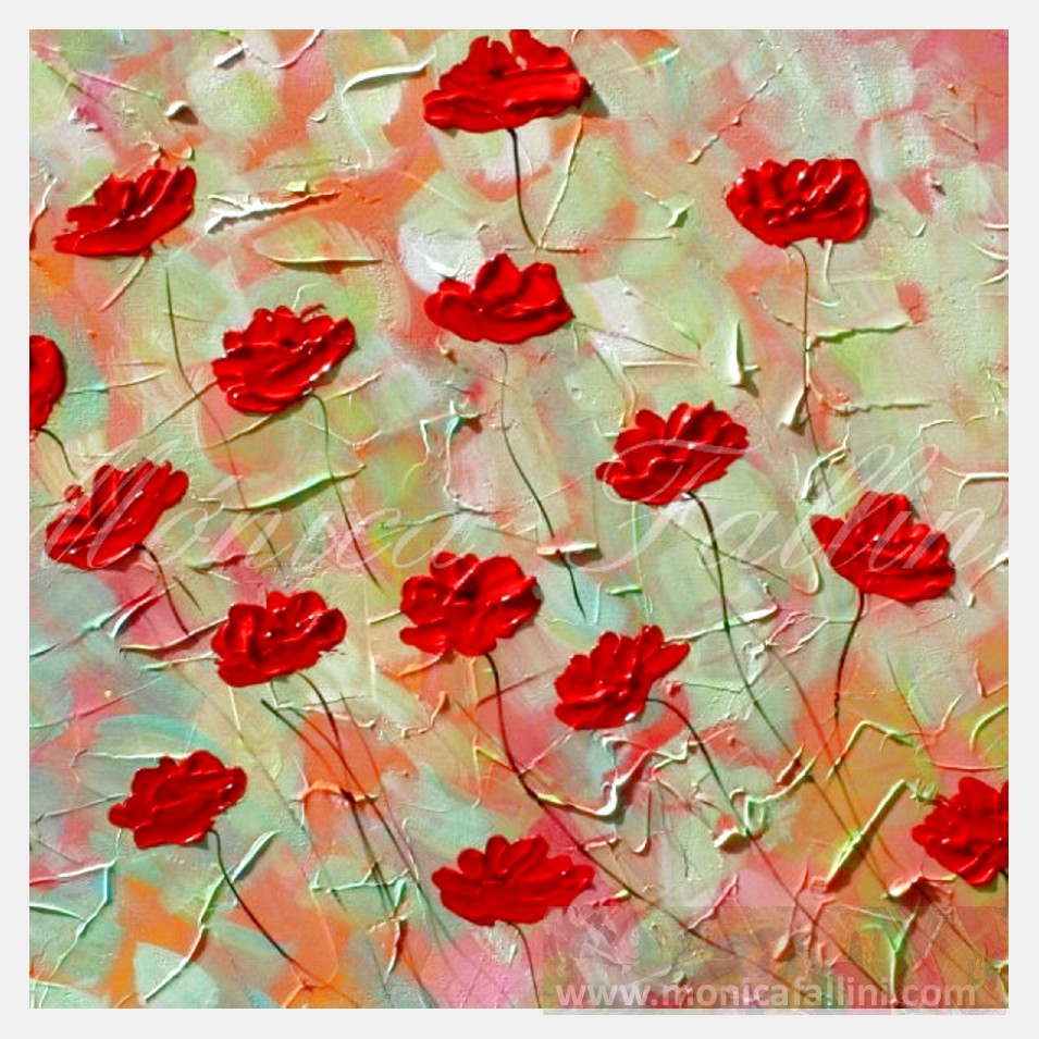 Painting titled 'Dancing Poppies in Spring' by Monica Fallini