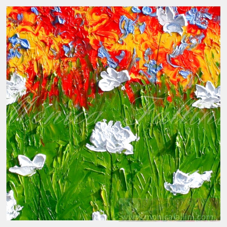 Painting titled 'Where the white Poppies grow' by Monica Fallini
