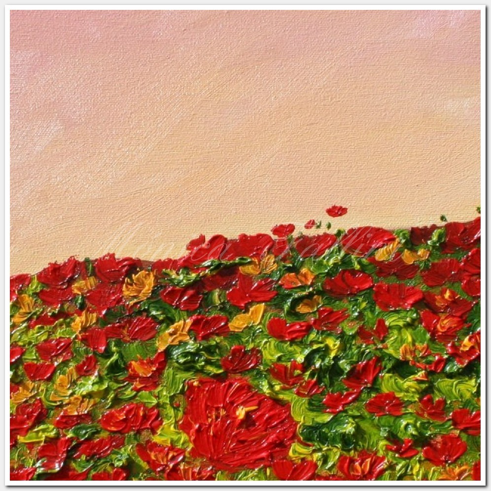 Painting titled 'Red Poppies in the field' by Monica Fallini
