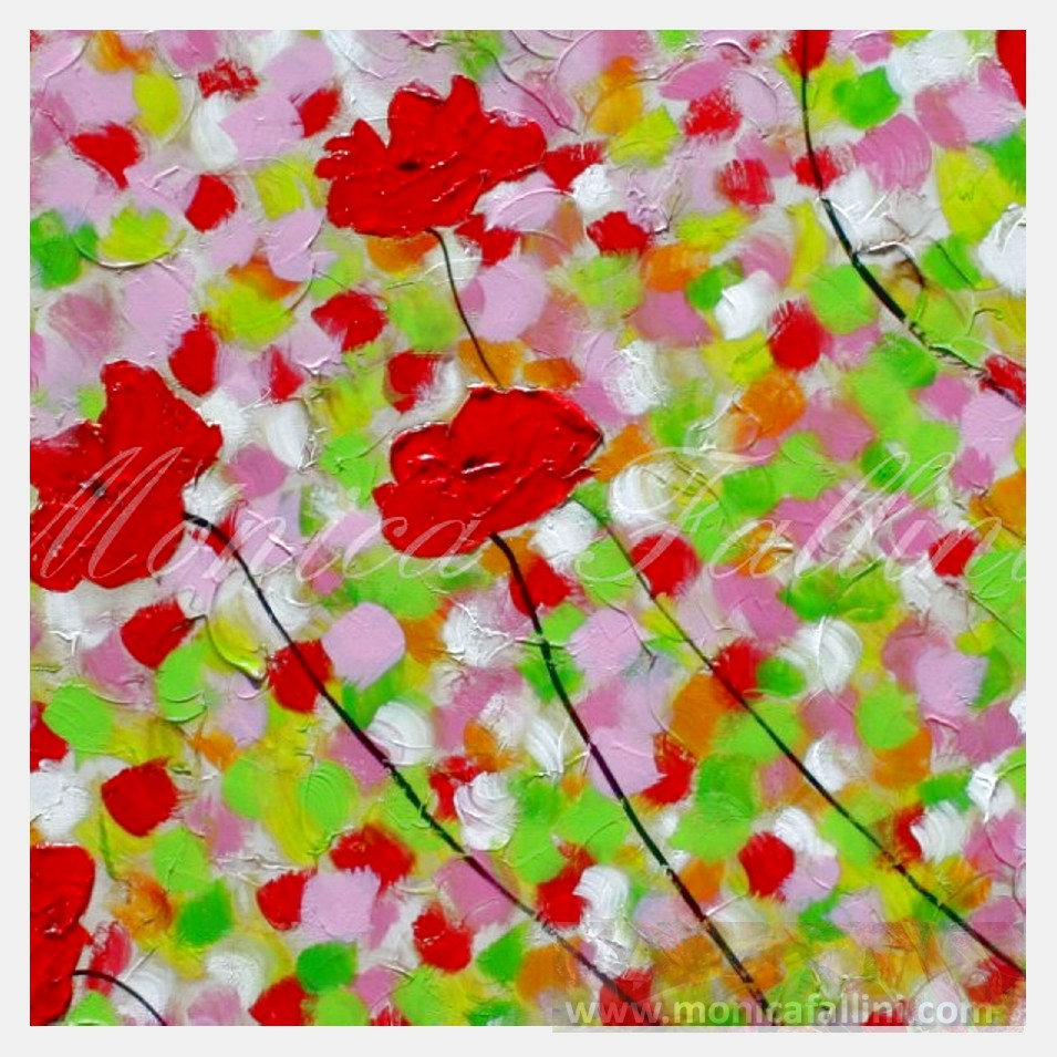 Painting titled 'Shower of petals. ' by Monica Fallini