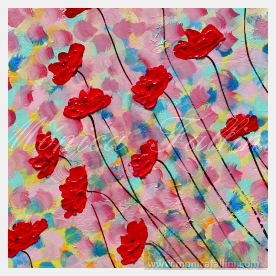 Painting titled 'Shower of petals #14035' by Monica Fallini