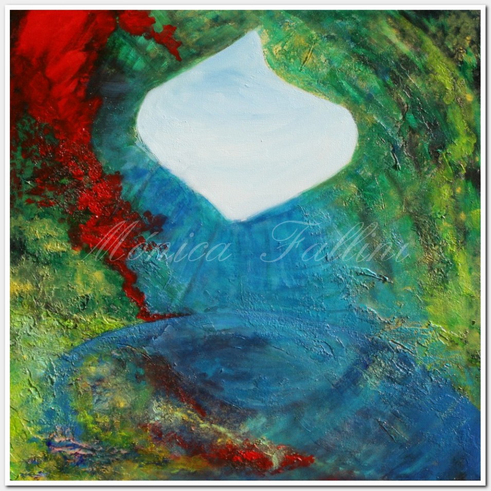 Painting titled 'Inside the cave. Abstract.' by Monica Fallini
