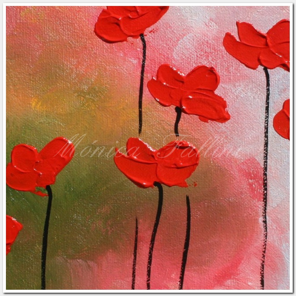 Painting titled 'Poppies near the rainbow' by Monica Fallini