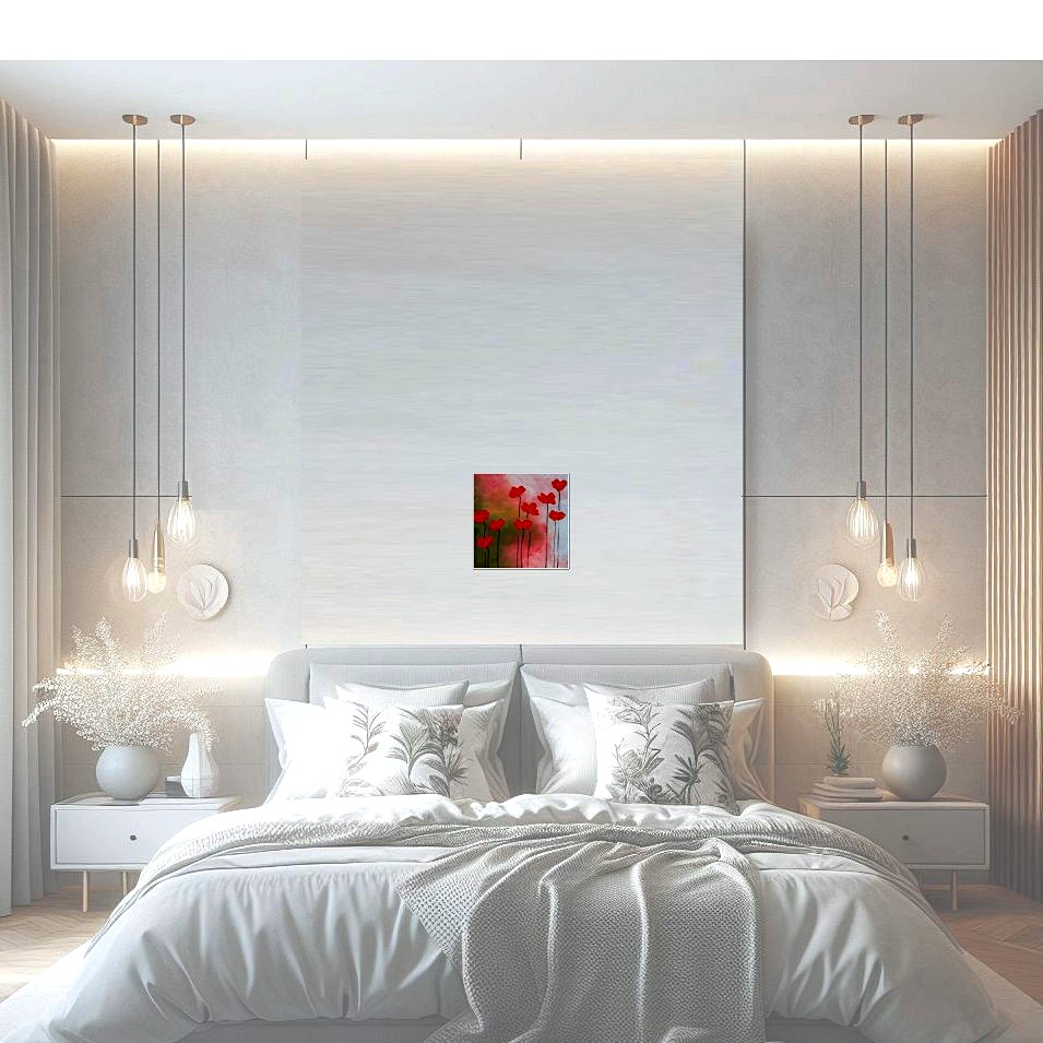 Painting titled 'Poppies near the rainbow' by Monica Fallini