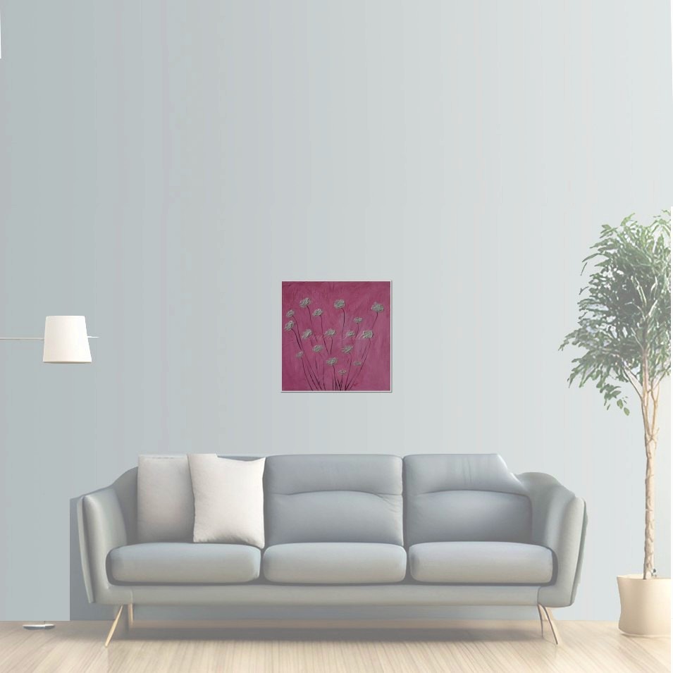 Painting titled 'Pearl Poppies on pink' by Monica Fallini