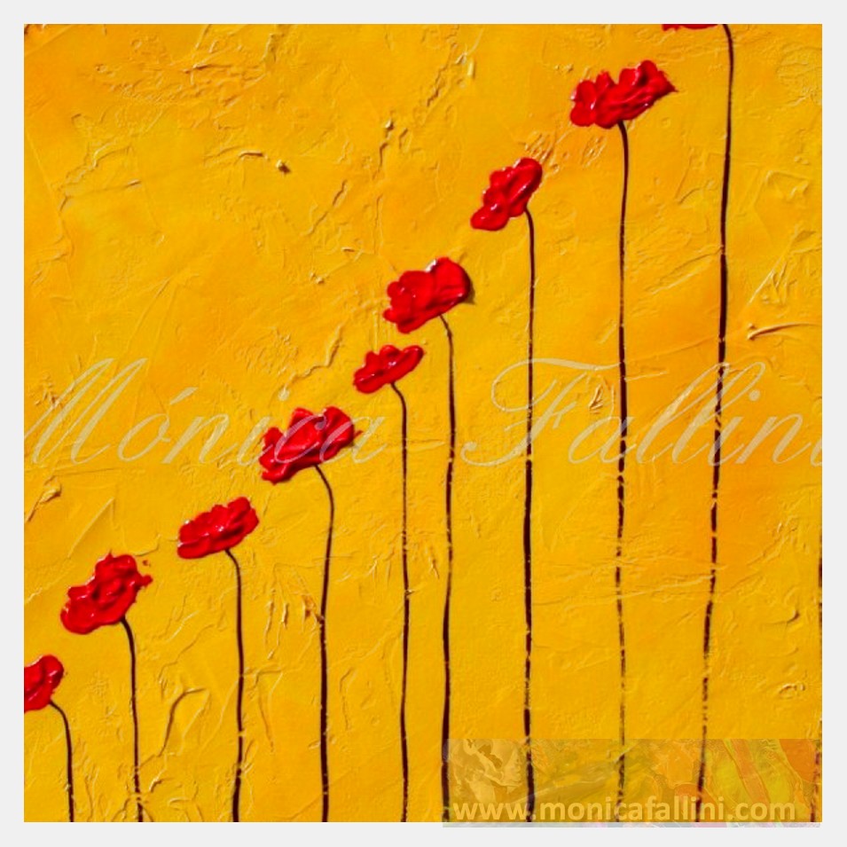 Painting titled 'Arrangement of Poppies # 14043' by Monica Fallini