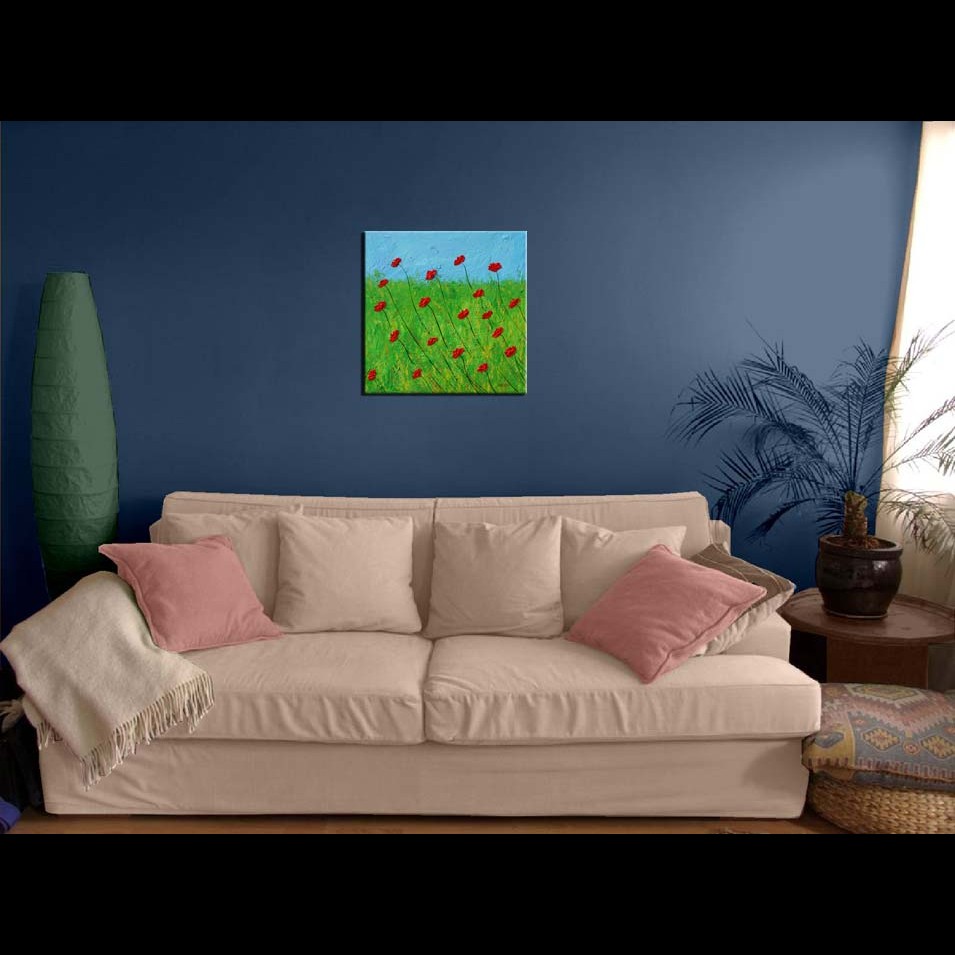 Painting titled 'Windy days red Poppies' by Monica Fallini