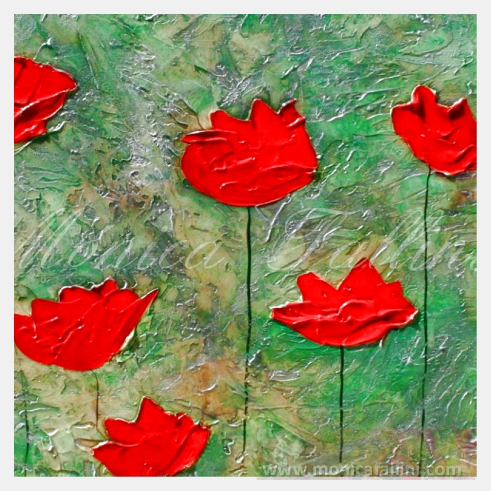 Painting titled 'Coastal scapes with red Poppies' by Monica Fallini