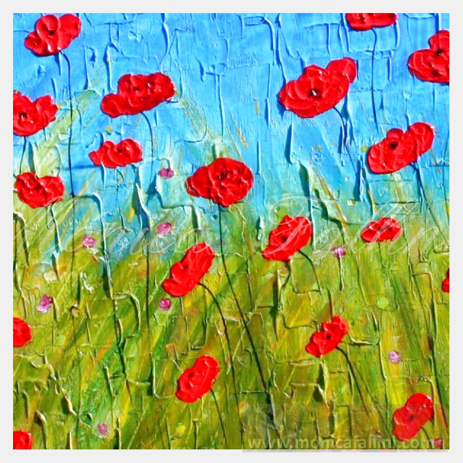 Painting titled 'Windy days, November Poppies, red Poppies' by Monica Fallini