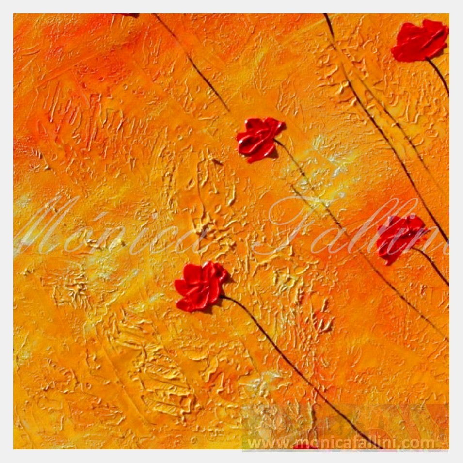 Painting titled 'Happiness is in your heart, Thanksgiving Poppies' by Monica Fallini