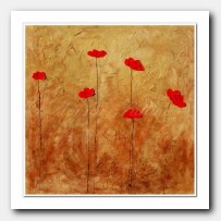 Red Poppies on gold and copper landscape