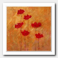 Red Poppies on gold landscape