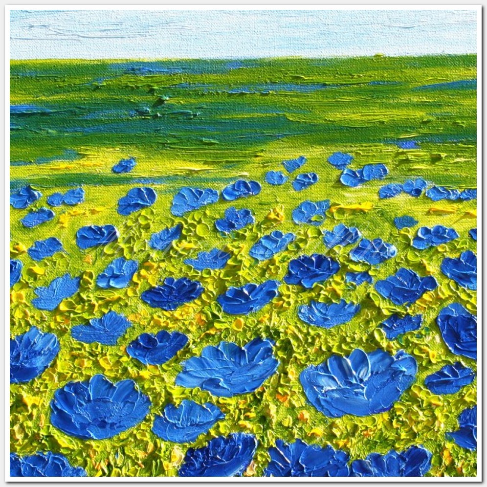 Painting titled 'Field of blue Poppies' by Monica Fallini