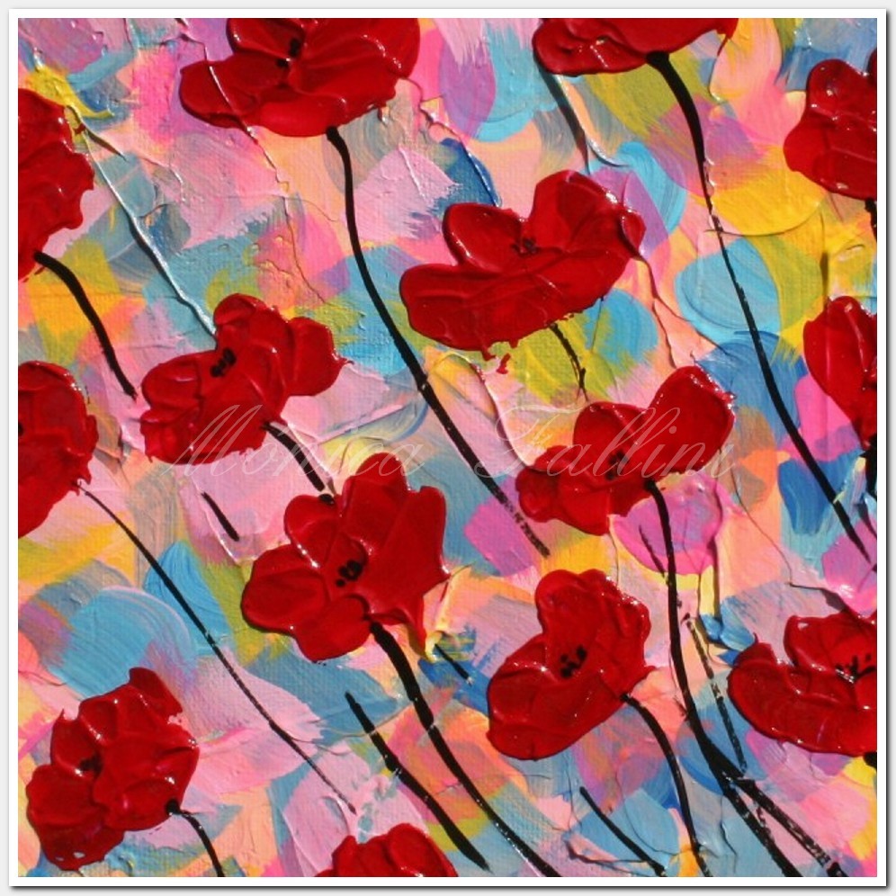 Painting titled 'Shower of Petals. Red Poppies' by Monica Fallini