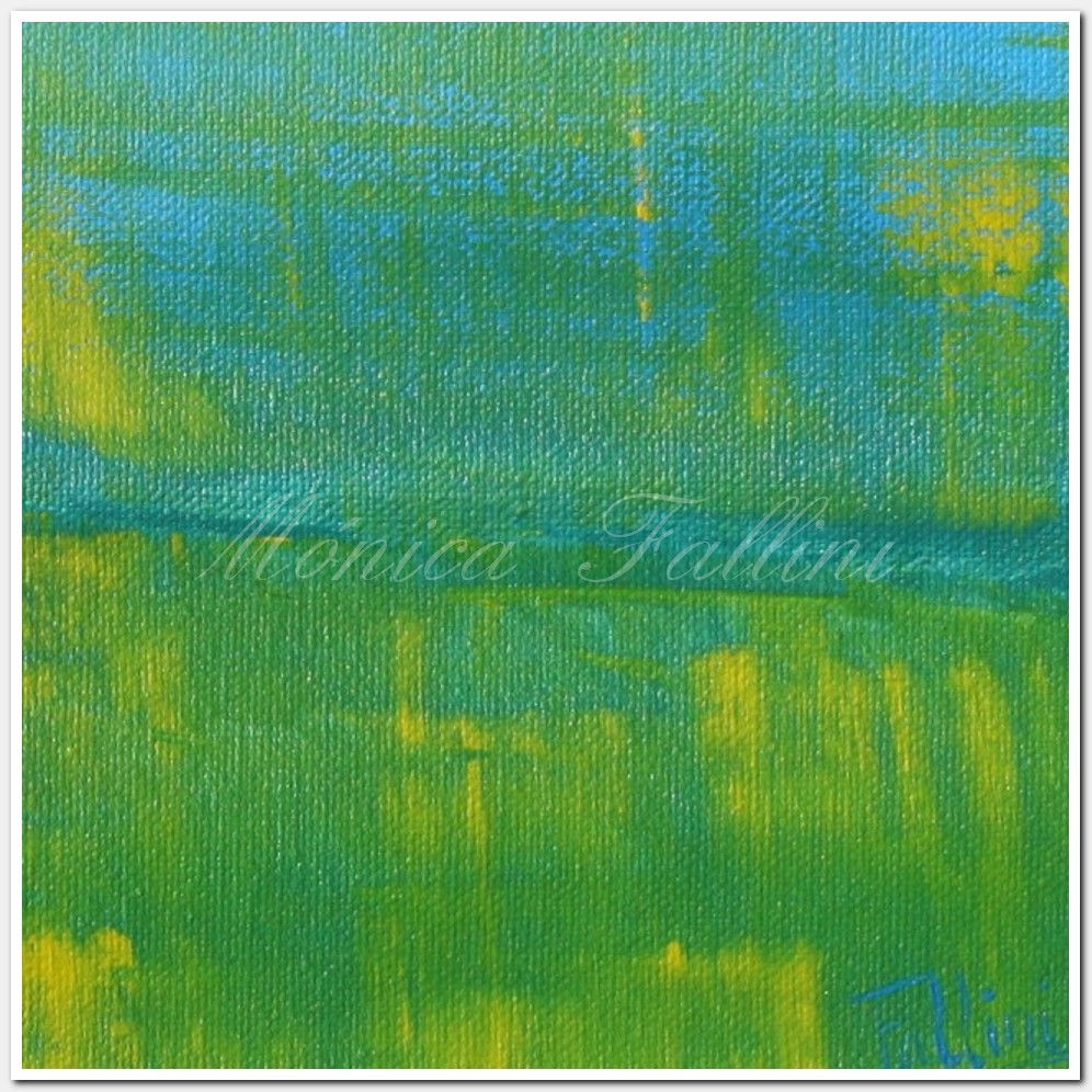 Painting titled 'Lake reflections. ' by Monica Fallini