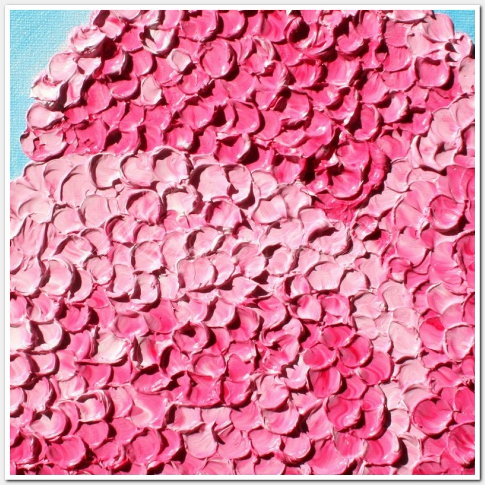 Painting titled 'Pink Hydrangeas in her garden' by Monica Fallini