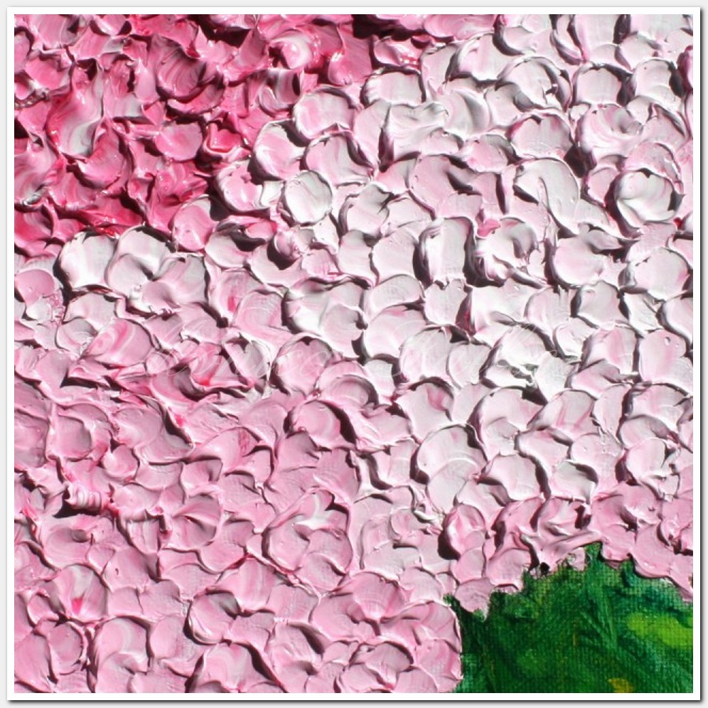 Painting titled 'Pink Hydrangeas in her garden' by Monica Fallini