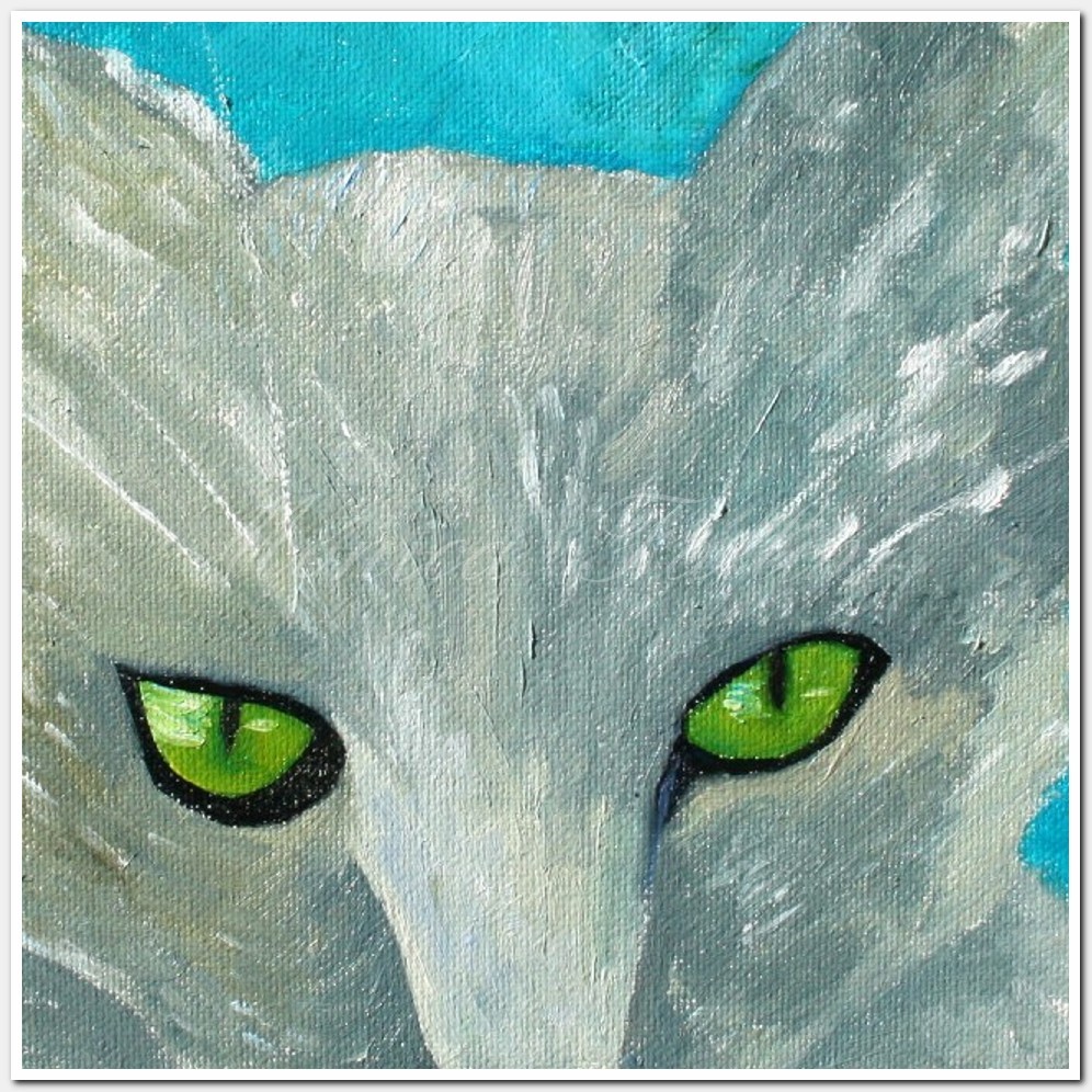 Painting titled 'Portrait of Nacho. Cat portrait' by Monica Fallini
