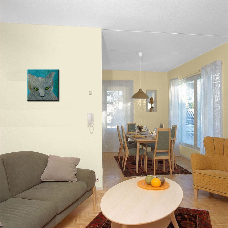 Painting titled 'Portrait of Nacho. Cat portrait' by Monica Fallini