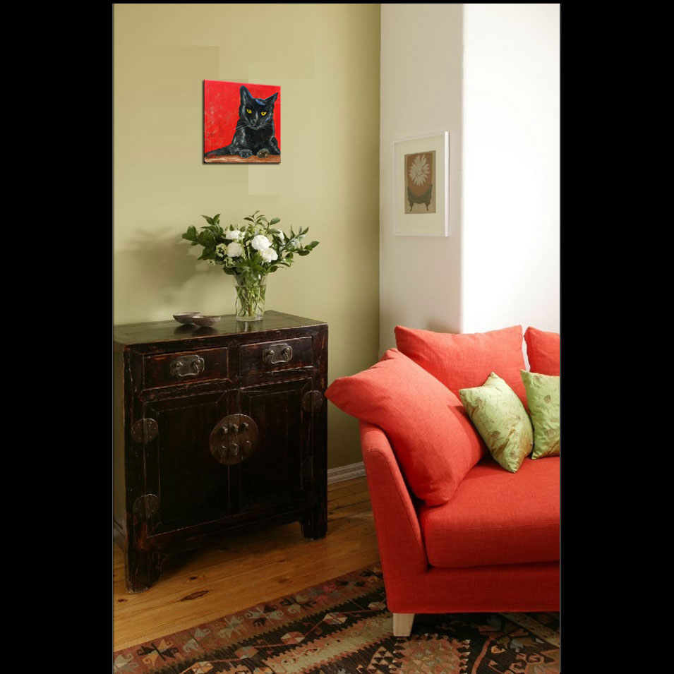 Painting titled 'Portrait of Pauline. Cat portrait' by Monica Fallini
