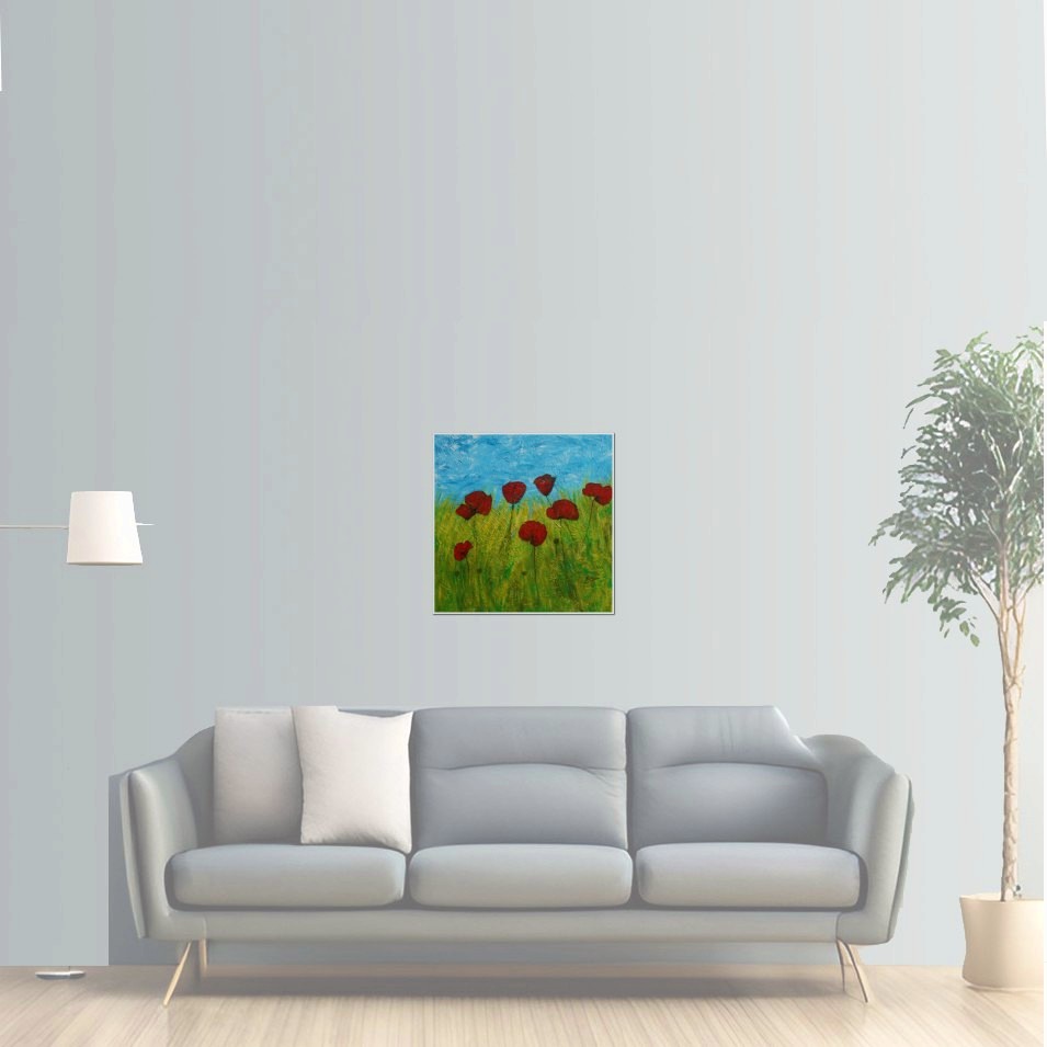 Painting titled 'Poppies in the field' by Monica Fallini