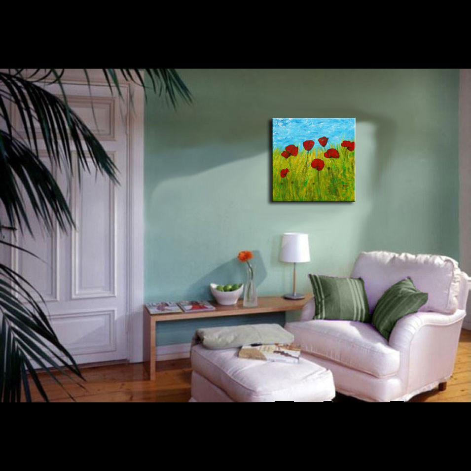 Painting titled 'Poppies in the field' by Monica Fallini