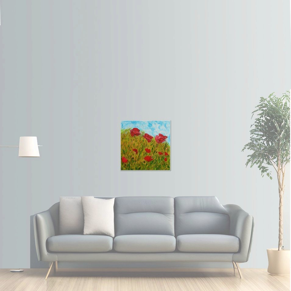 Painting titled 'Poppies in the field' by Monica Fallini