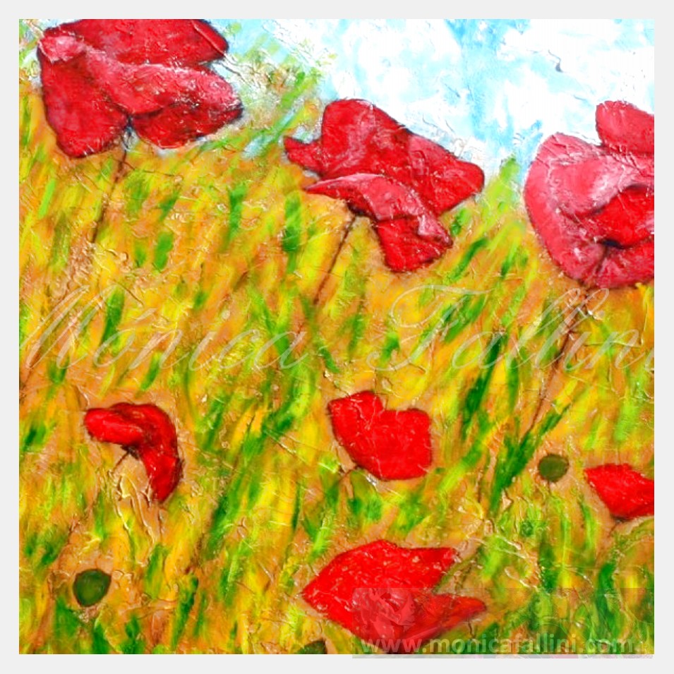 Painting titled 'Poppies in the field' by Monica Fallini