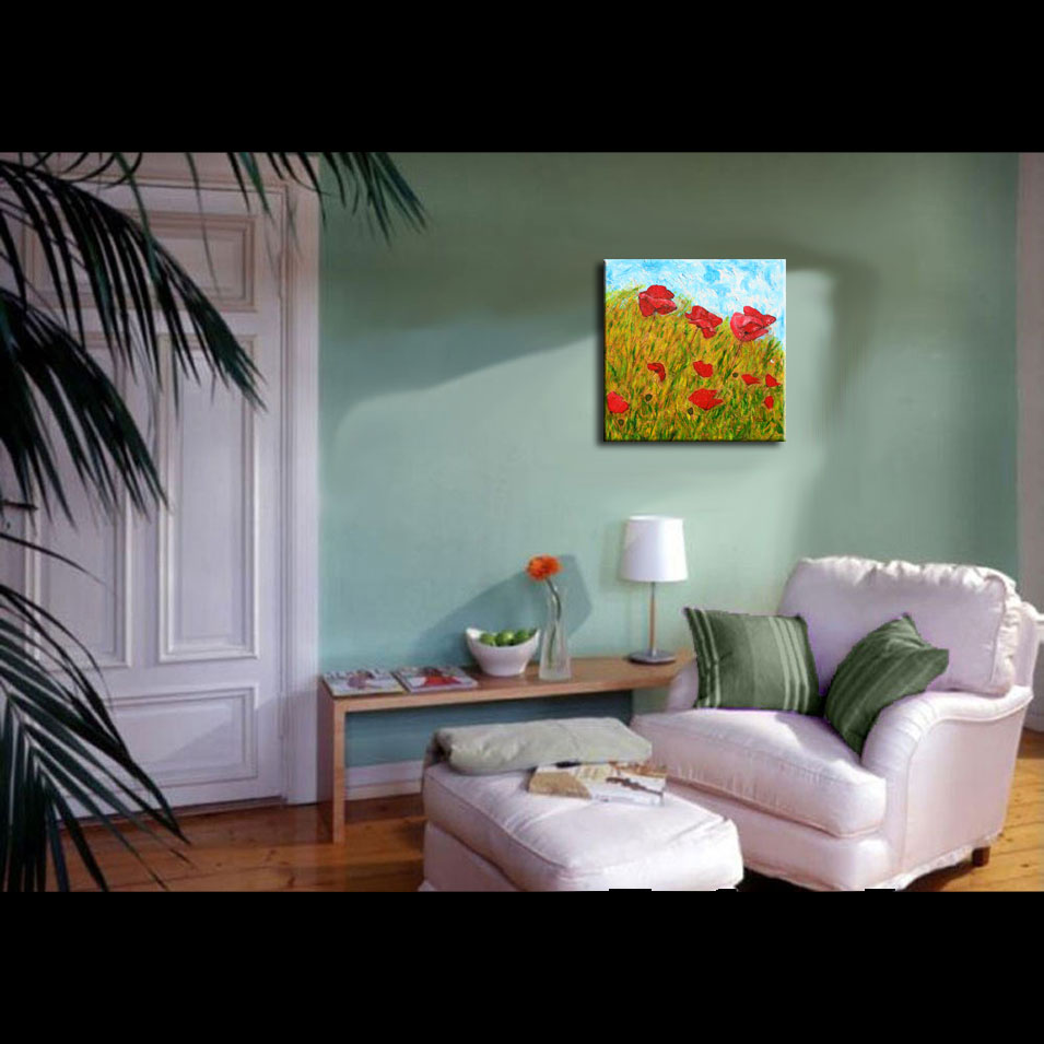 Painting titled 'Poppies in the field' by Monica Fallini