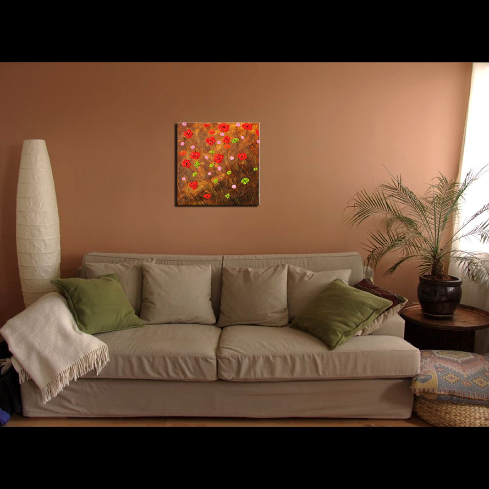 Painting titled 'Flowers in the garden at night' by Monica Fallini