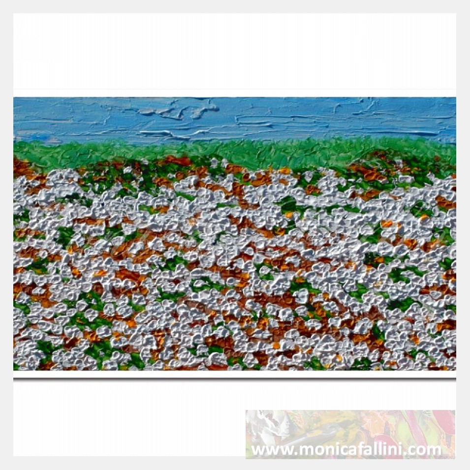 Painting titled 'Through the cotton fields of Louisiana' by Monica Fallini