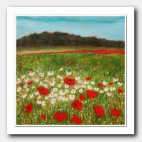 Peaceful Spring day near the Daisies and Poppies
