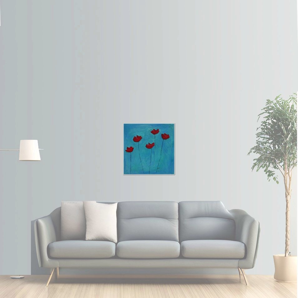 Painting titled 'Awakening. Red Poppies.' by Monica Fallini