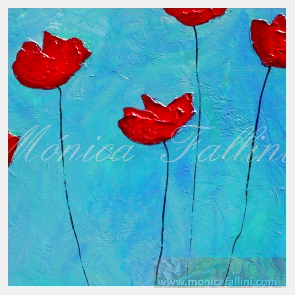 Painting titled 'Awakening. Red Poppies.' by Monica Fallini