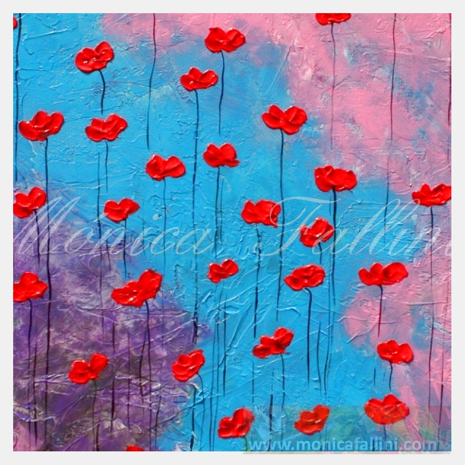 Painting titled 'Happy Summer Poppies. Red Poppies' by Monica Fallini