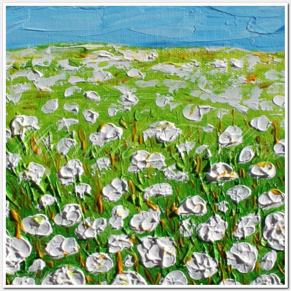 Painting titled 'Study of Cotton field in acrylics. Louisiana.' by Monica Fallini