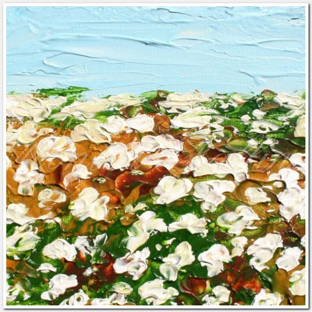 Painting titled 'Louisiana cotton field study. Landscape' by Monica Fallini