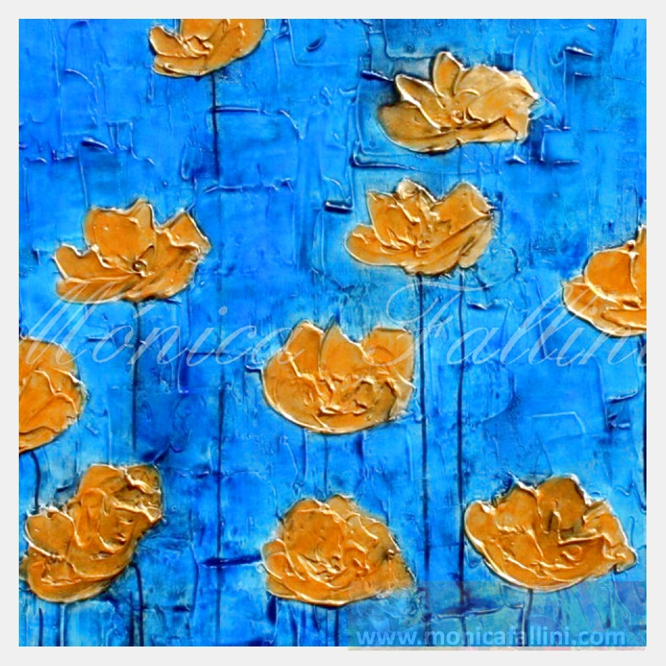 Painting titled 'Gold Poppies, blue sky.' by Monica Fallini