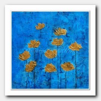 Gold Poppies, blue sky.