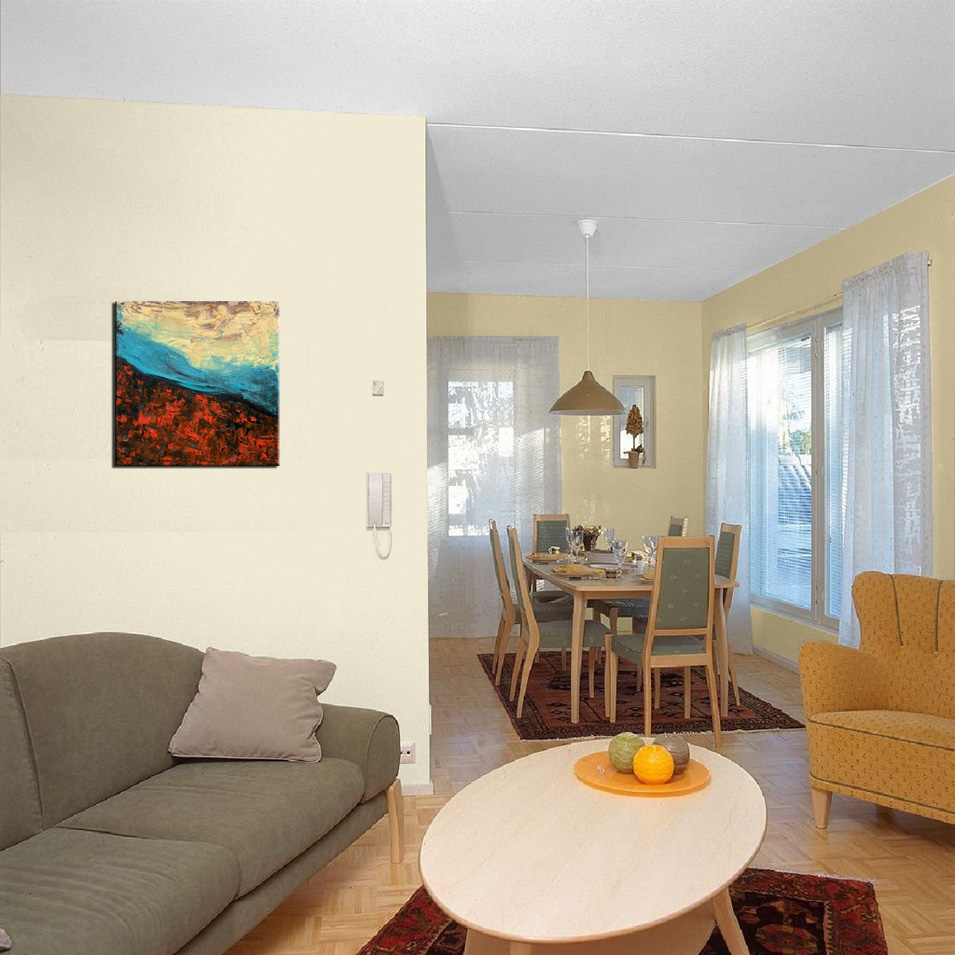 Painting titled 'Geologic abstraction. Earth, water.' by Monica Fallini