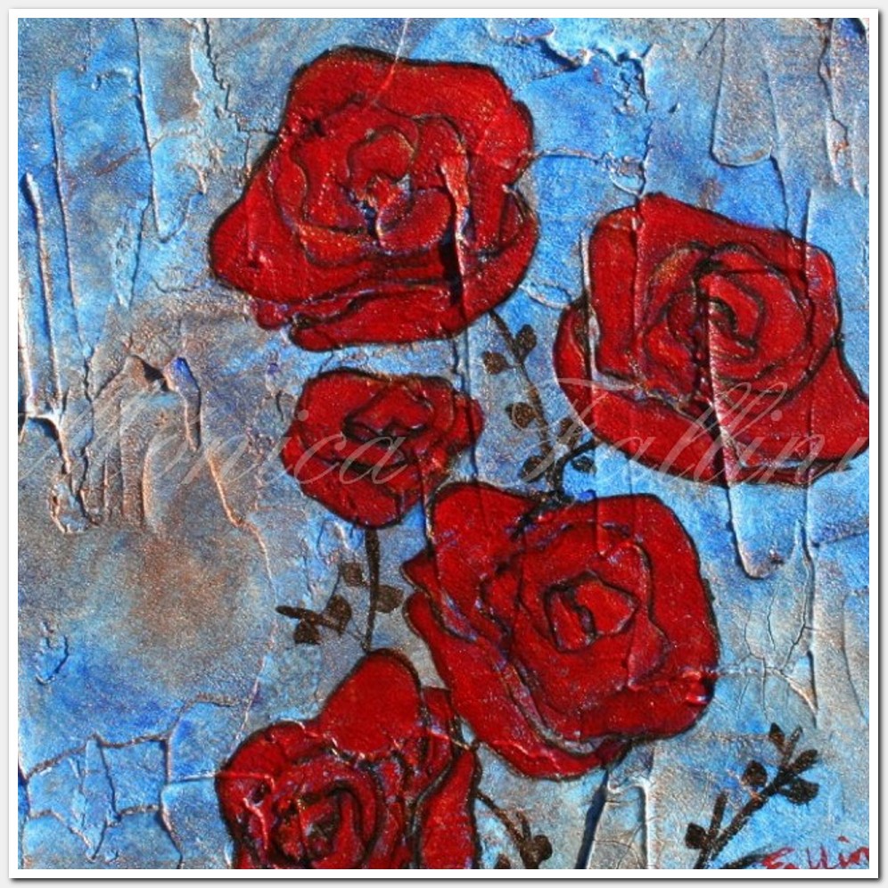 Painting titled 'Vintage red Roses' by Monica Fallini