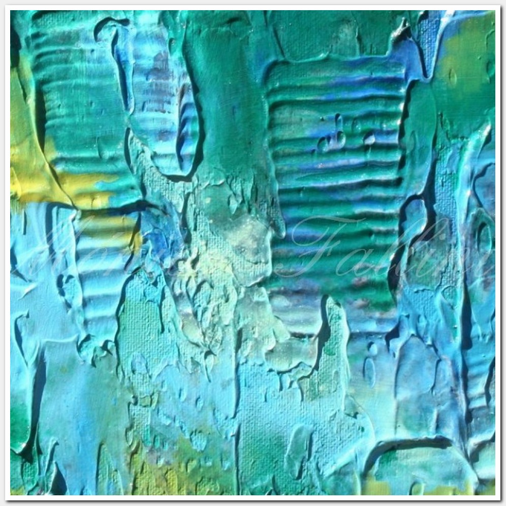 Painting titled 'Algae and turquoise waters, under the sea' by Monica Fallini