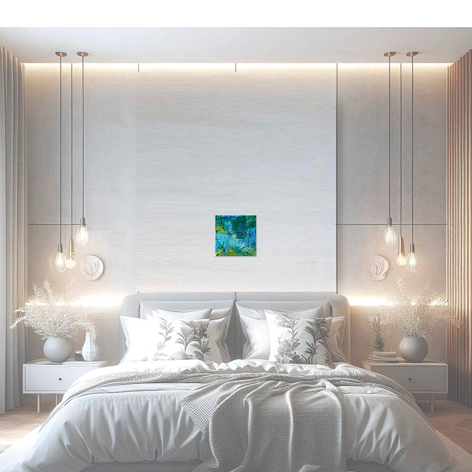 Painting titled 'Algae and turquoise waters, under the sea' by Monica Fallini